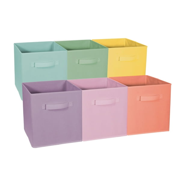 Toys Set of 6 Foldable Fabric Basket Bin Collapsible Storage Cube for Nursery 